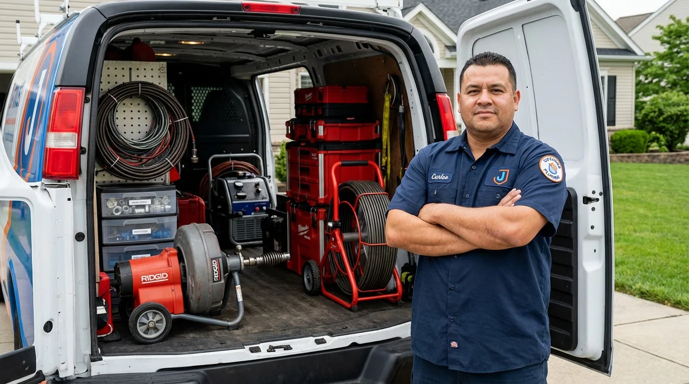 Professional drain cleaning equipment and Johns Plumbing LLC plumber in Medford