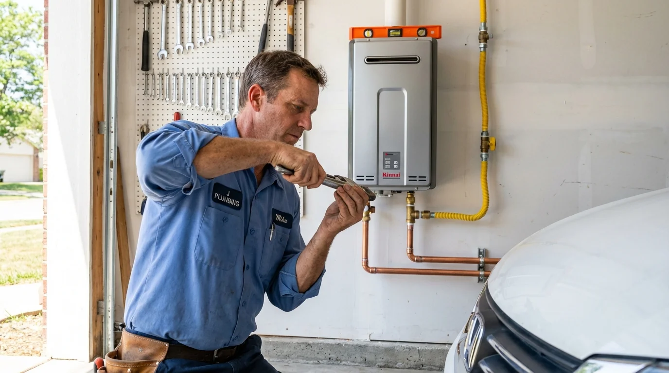 Tankless water heater installation by a Johns Plumbing LLC plumber in Medford